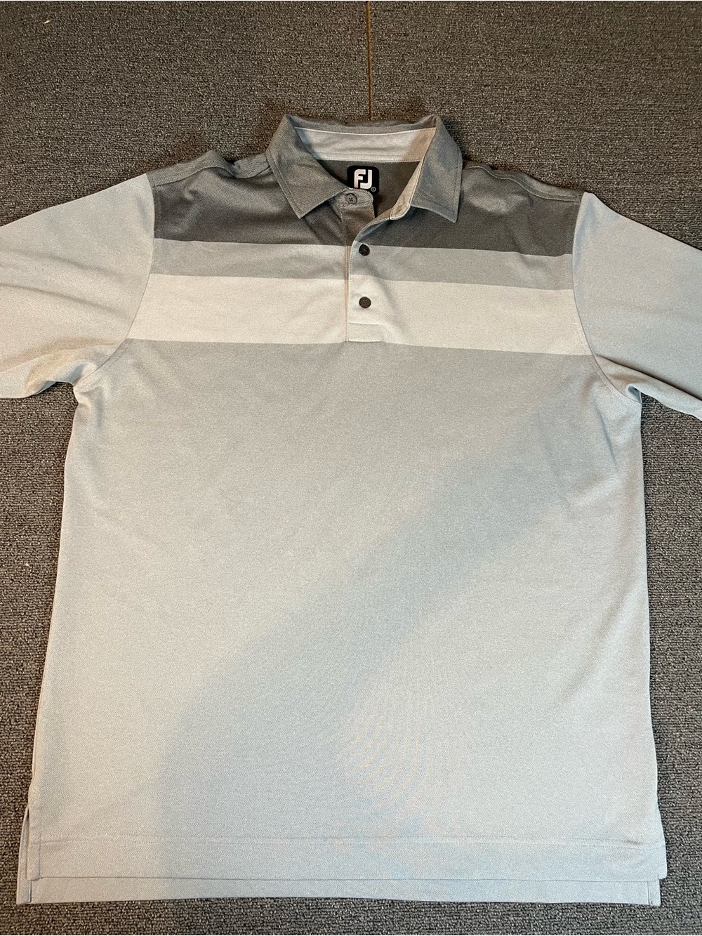 FootJoy Men’s Light Gray and Dark Gray Striped Polo